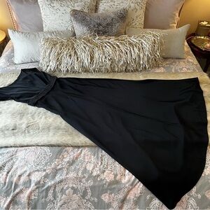 Vintage but New CALVIN KLEIN Long Formal Grown Dress 4 Keyhole Cap Sleeves Black